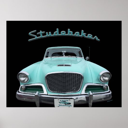 Classic Vintag Studebaker Silver Hawk 1959 Car Poster (Vorne)