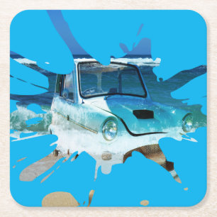 Classic Vintage Car Beachy Pop Rechteckiger Pappuntersetzer