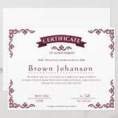 Classic Vintage Certificate of Achievement Elegant (Vorne/Hinten)