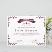 Classic Vintage Certificate of Achievement Elegant (Stehend Vorderseite)