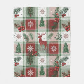 Classic Vintage Christmas Plaid & Holly Pattern Fleecedecke (Vorderseite)