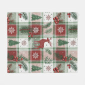 Classic Vintage Christmas Plaid & Holly Pattern Fleecedecke (Vorderseite (Horizontal))