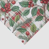 Classic Vintage Christmas Plaid & Holly Pattern Seidenpapier (Detail)