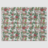 Classic Vintage Christmas Plaid & Holly Pattern Seidenpapier (Vorderseite)