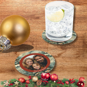 Classic Vintage Christmas Tree Foto Weihnachten Runder Pappuntersetzer