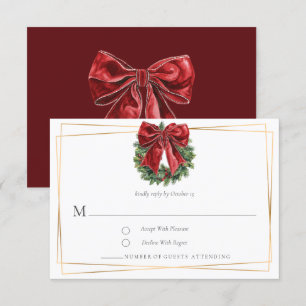 Classic Vintage Christmas Wreath and Bow RSVP Card Karte