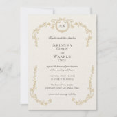 Classic Vintage Gold Monogram Wedding Einladung (Vorderseite)