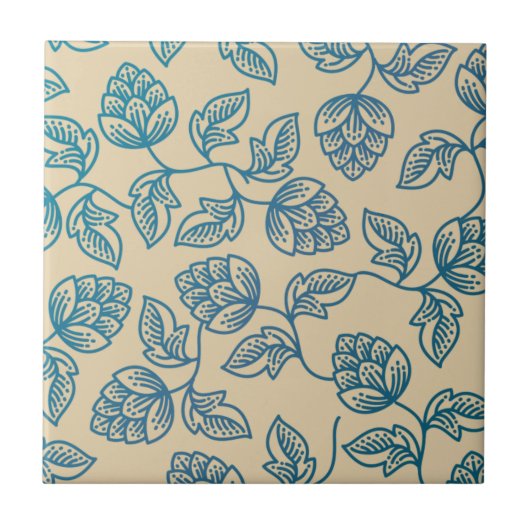 Classic Vintage Hop Leaves Pattern Fliese (Vorderseite)