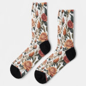 Classic Vintage Red Rose Botanical Garden Socken (Linkes Detail)