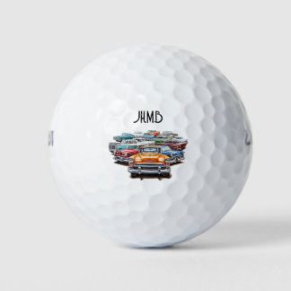 Classic  Vintage Retro Car Vehicle  Monogram Art Golfball