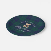 Classic Vintage Teddy bear Plaid Baby Shower Pappteller (Schrägansicht)