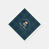 Classic Vintage Teddy bear Plaid Baby Shower Serviette (Ecke)