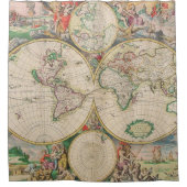 Classic Vintage Travel Weltkarte Duschvorhang (Vorderseite)