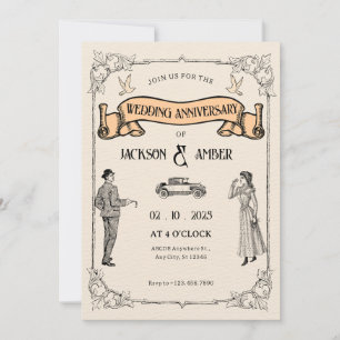 Classic Vintage Wedding Anniversary Einladung