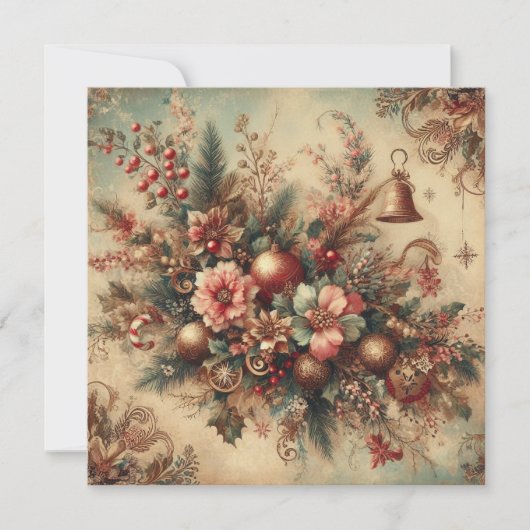 Classic Vintage Weihnachtsgrüßkarte Feiertagskarte (Vorderseite)