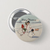 Classic Vintage Weihnachtsschneekind Button (Vorne & Hinten)