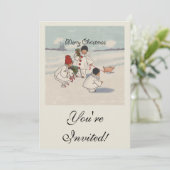 Classic Vintage Weihnachtsschneekind Einladung (Stehend Vorderseite)