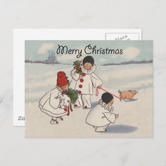 Classic Vintage Weihnachtsschneekind Feiertagspostkarte (Vorne/Hinten)