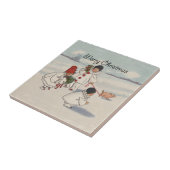 Classic Vintage Weihnachtsschneekind Fliese (Seite)