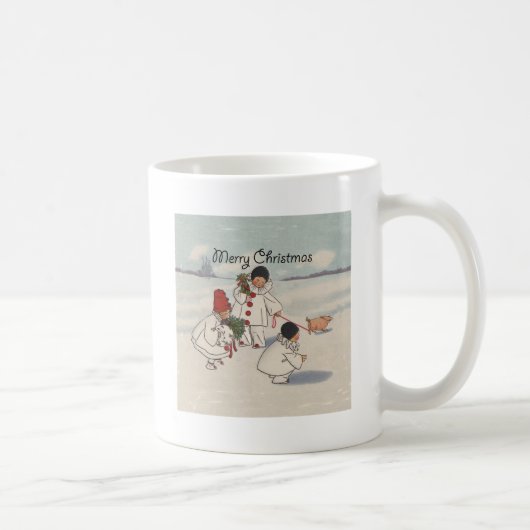 Classic Vintage Weihnachtsschneekind Kaffeetasse (Rechts)