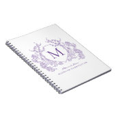 Classic Violet Floral Wappen Monogram Notebook Notizblock (Rechte Seite)