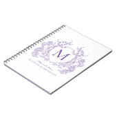 Classic Violet Floral Wappen Monogram Notebook Notizblock (Linke Seite)
