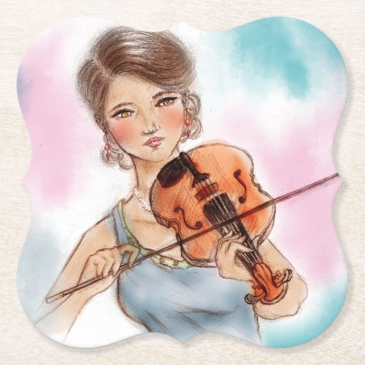 Classic Violine Lady Shaped Untersetzer, Vintag Ar Untersetzer (Vorderseite)