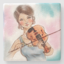 Classic Violine Lady Stone Untersetzer, Vintag Art Steinuntersetzer