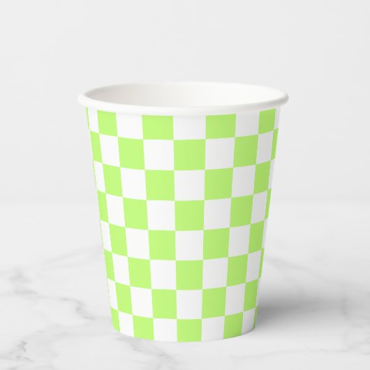 Classic visual lime checkerboard  pappbecher (Vorderseite)