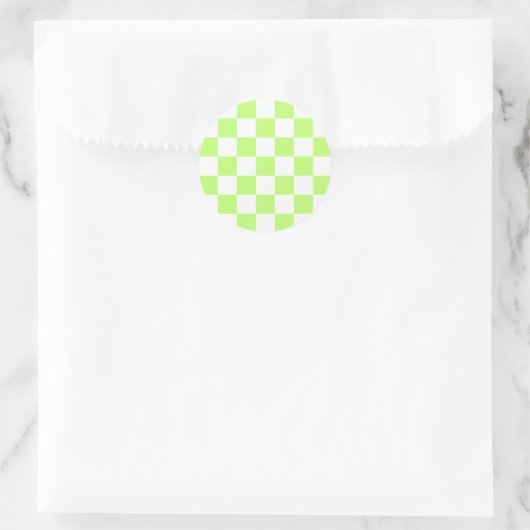 Classic visual lime checkerboard  runder aufkleber (Tasche)