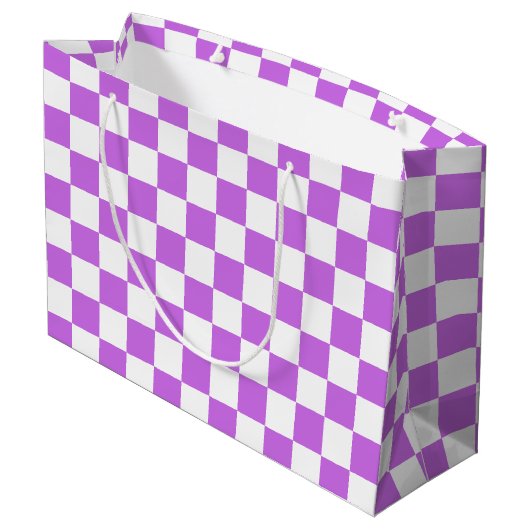 Classic visual magenta checkerboard  große geschenktüte (Rückseite Schrägansicht)