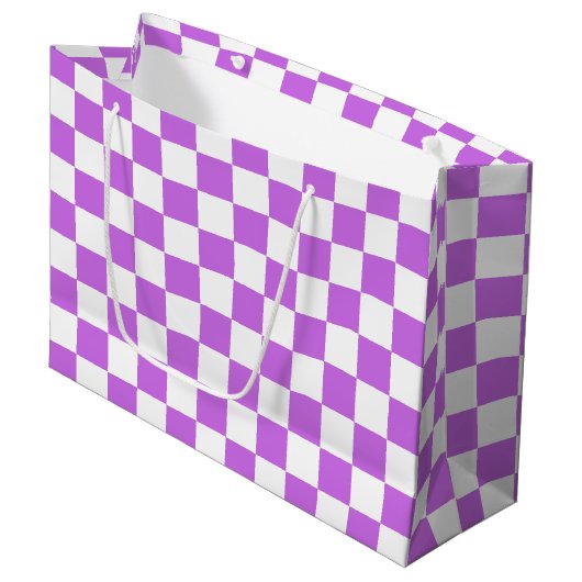 Classic visual magenta checkerboard  große geschenktüte (Vorderseite Schrägansicht)