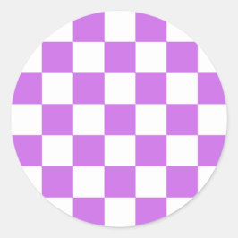 Classic visual magenta checkerboard  runder aufkleber