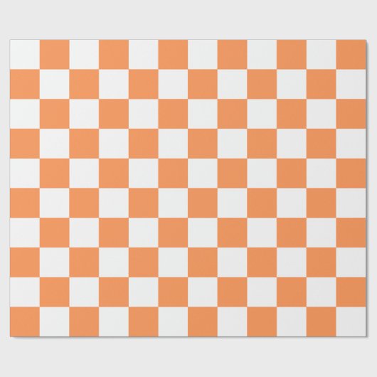 Classic visual orange checkerboard  geschenkpapier (Flach)