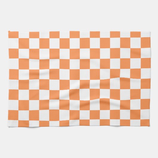 Classic visual orange checkerboard  geschirrtuch (Horizontal)