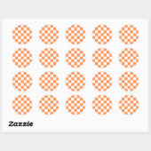 Classic visual orange checkerboard  runder aufkleber (Blatt)
