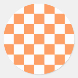 Classic visual orange checkerboard  runder aufkleber
