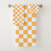 Classic visual peach checkerboard  badhandtuch set (Insitu)