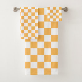 Classic visual peach checkerboard  badhandtuch set