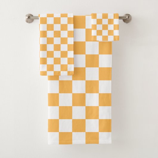 Classic visual peach checkerboard  badhandtuch set (Insitu)