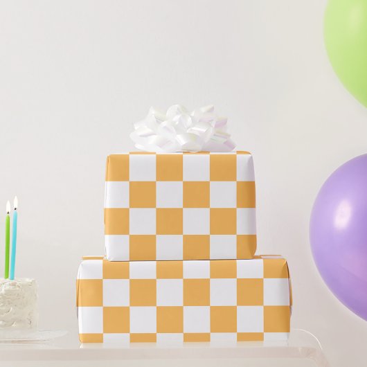 Classic visual peach checkerboard  geschenkpapier