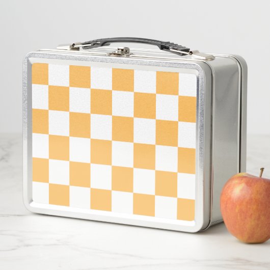 Classic visual peach checkerboard  metall brotdose (Beispiel)
