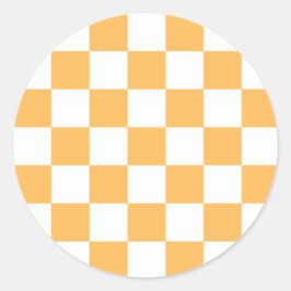 Classic visual peach checkerboard  runder aufkleber