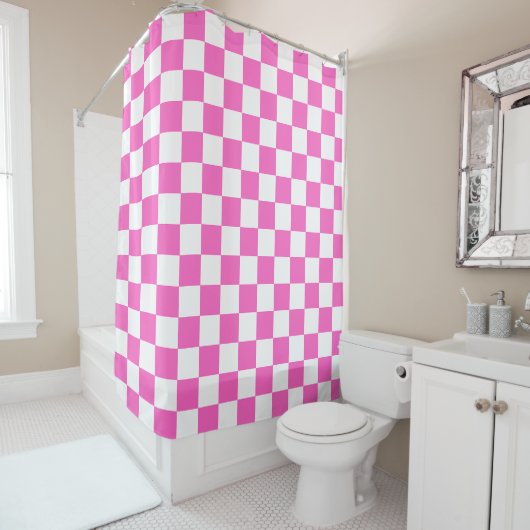 Classic visual pink checkerboard  duschvorhang (Beispiel)