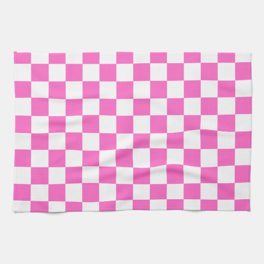 Classic visual pink checkerboard  geschirrtuch (Horizontal)