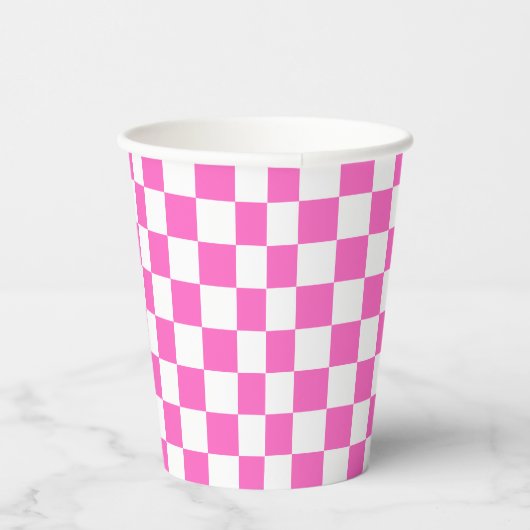 Classic visual pink checkerboard  pappbecher (Rechts)