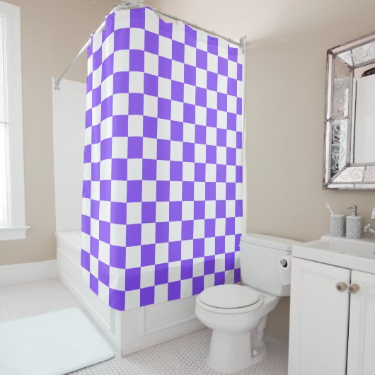 Classic visual purple checkerboard  duschvorhang (Beispiel)