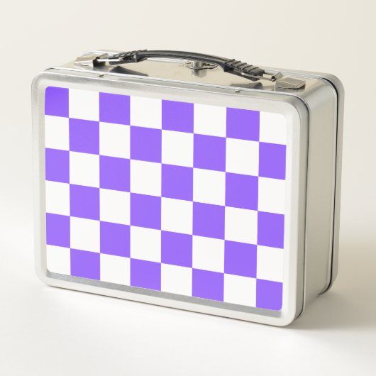 Classic visual purple checkerboard  metall brotdose (Rückseite)