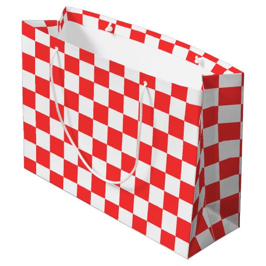 Classic visual red checkerboard  große geschenktüte (Rückseite Schrägansicht)