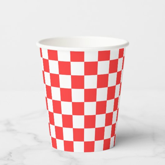 Classic visual red checkerboard  pappbecher (Rückseite)